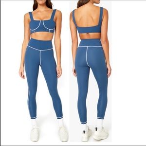 WeWoreWhat Corset Stitched High Rise Leggings Blue Size Small